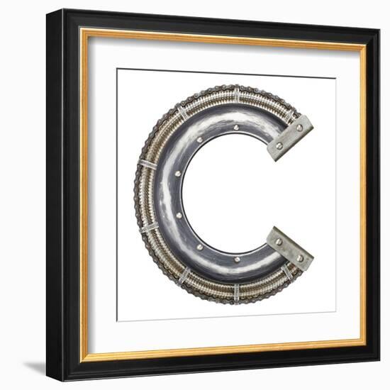 Industrial Metal Alphabet Letter C-donatas1205-Framed Art Print