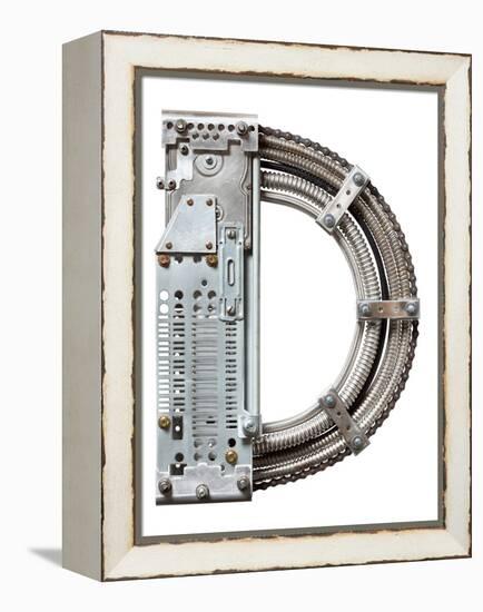 Industrial Metal Alphabet Letter D-donatas1205-Framed Stretched Canvas