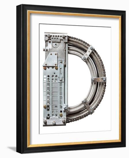 Industrial Metal Alphabet Letter D-donatas1205-Framed Art Print