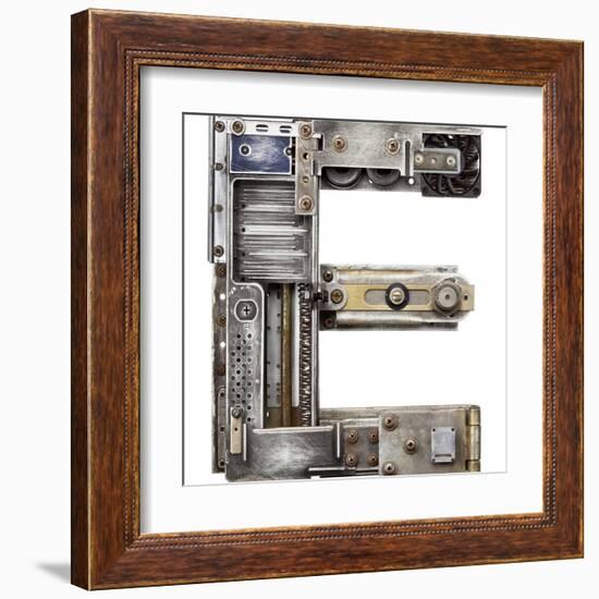 Industrial Metal Alphabet Letter E-donatas1205-Framed Art Print