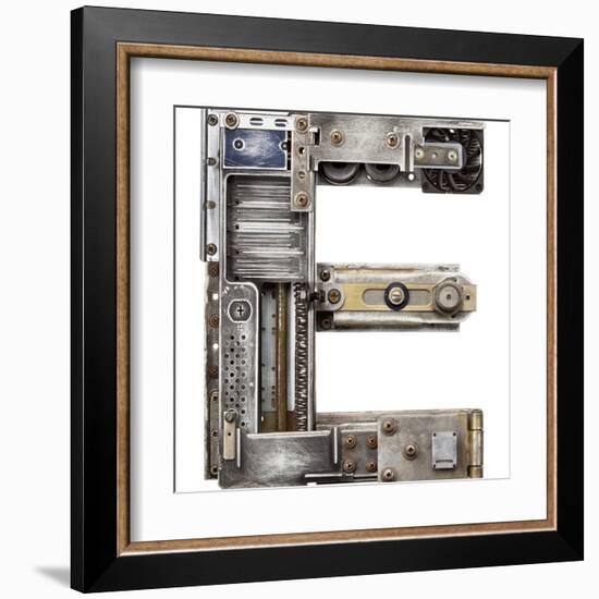 Industrial Metal Alphabet Letter E-donatas1205-Framed Art Print