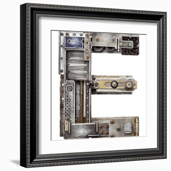 Industrial Metal Alphabet Letter E-donatas1205-Framed Art Print