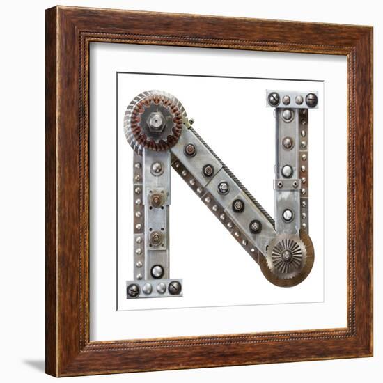 Industrial Metal Alphabet Letter N-donatas1205-Framed Art Print