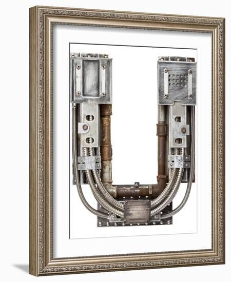 Industrial Metal Alphabet Letter U-donatas1205-Framed Art Print