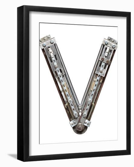 Industrial Metal Alphabet Letter V-donatas1205-Framed Art Print