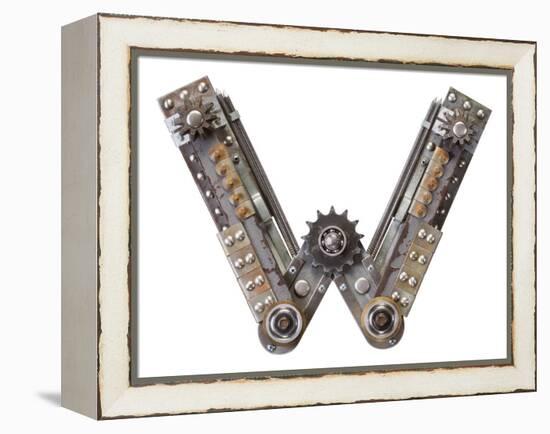 Industrial Metal Alphabet Letter W-donatas1205-Framed Stretched Canvas