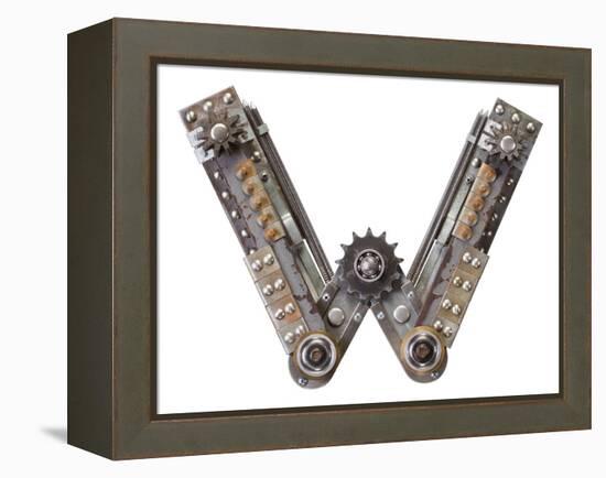 Industrial Metal Alphabet Letter W-donatas1205-Framed Stretched Canvas