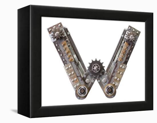 Industrial Metal Alphabet Letter W-donatas1205-Framed Stretched Canvas