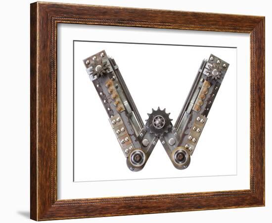 Industrial Metal Alphabet Letter W-donatas1205-Framed Art Print