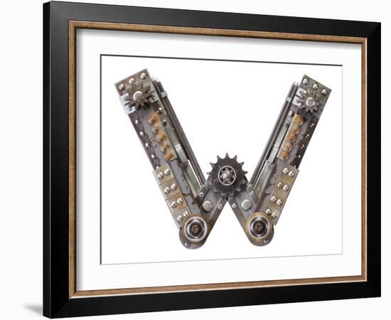 Industrial Metal Alphabet Letter W-donatas1205-Framed Art Print