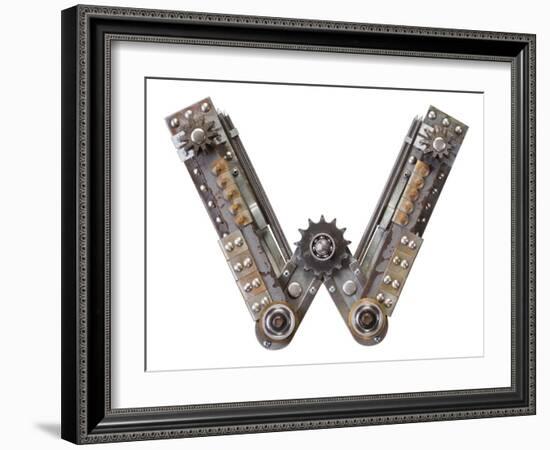 Industrial Metal Alphabet Letter W-donatas1205-Framed Art Print