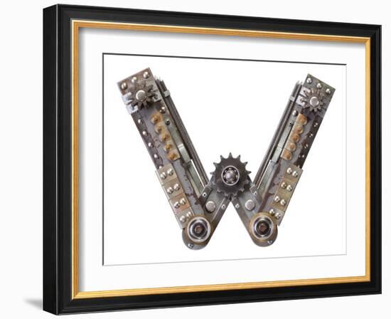 Industrial Metal Alphabet Letter W-donatas1205-Framed Art Print