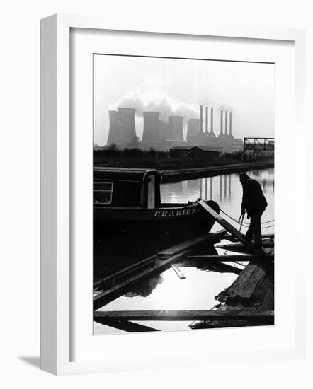 Industrial Scene with Canal and Long Boat, 1971-null-Framed Photographic Print