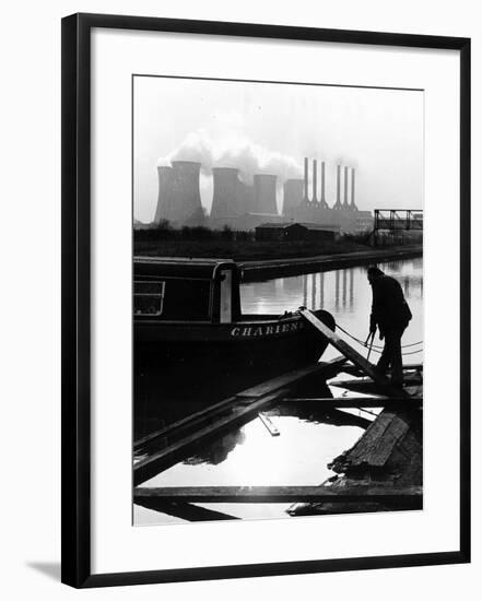 Industrial Scene with Canal and Long Boat, 1971-null-Framed Photographic Print