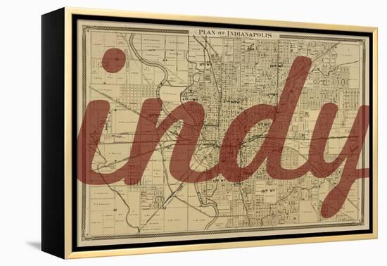 Indy - 1876, Indianapolis - Plan, Indiana, United States Map-null-Framed Premier Image Canvas