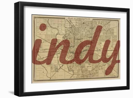 Indy - 1876, Indianapolis - Plan, Indiana, United States Map-null-Framed Giclee Print