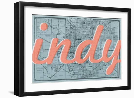 Indy - 1876, Indianapolis - Plan, Indiana, United States Map-null-Framed Giclee Print