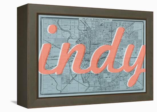 Indy - 1876, Indianapolis - Plan, Indiana, United States Map-null-Framed Premier Image Canvas