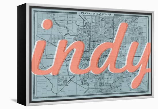 Indy - 1876, Indianapolis - Plan, Indiana, United States Map-null-Framed Premier Image Canvas