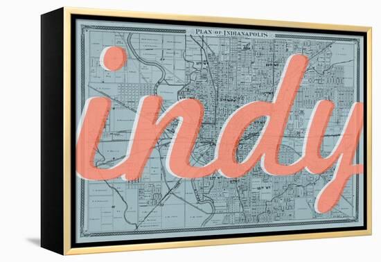 Indy - 1876, Indianapolis - Plan, Indiana, United States Map-null-Framed Premier Image Canvas