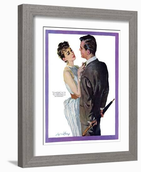 Inexperienced Male  - Saturday Evening Post "Leading Ladies", December 4, 1954 pg.29-Coby Whitmore-Framed Giclee Print