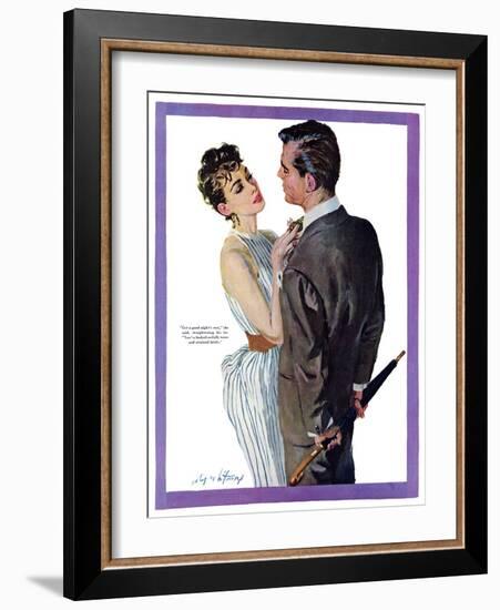 Inexperienced Male  - Saturday Evening Post "Leading Ladies", December 4, 1954 pg.29-Coby Whitmore-Framed Giclee Print