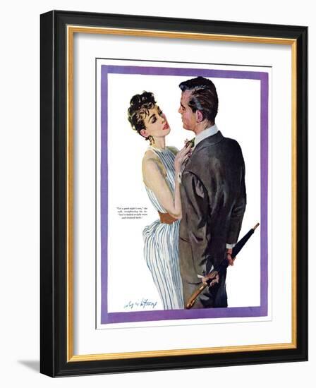 Inexperienced Male  - Saturday Evening Post "Leading Ladies", December 4, 1954 pg.29-Coby Whitmore-Framed Giclee Print