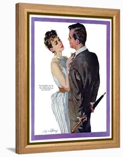 Inexperienced Male  - Saturday Evening Post "Leading Ladies", December 4, 1954 pg.29-Coby Whitmore-Framed Premier Image Canvas