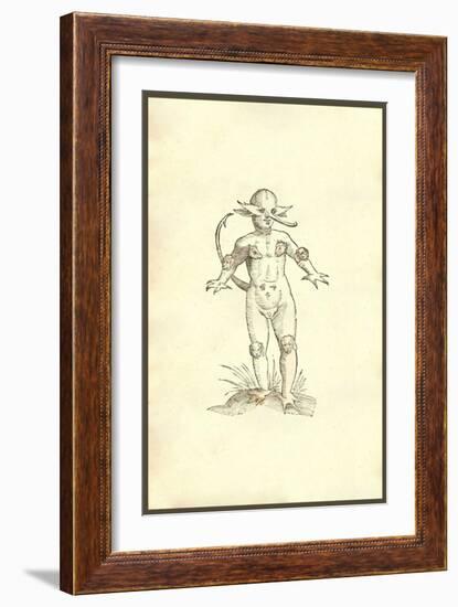 Infans Cum Promuscide Et Capitibus Animalum-Ulisse Aldrovandi-Framed Art Print