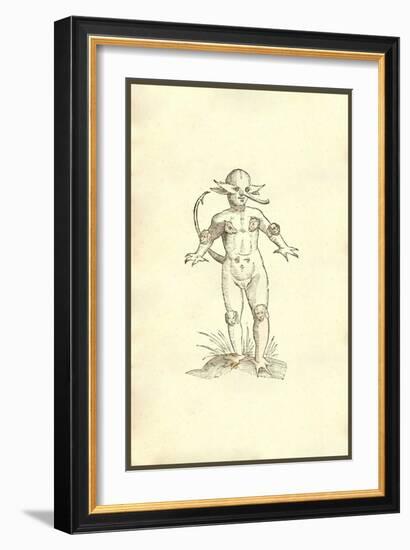 Infans Cum Promuscide Et Capitibus Animalum-Ulisse Aldrovandi-Framed Art Print