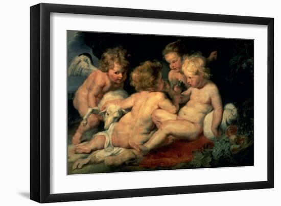 Infant Christ with John the Baptist and Two Angels, 1615-1620-Peter Paul Rubens-Framed Giclee Print