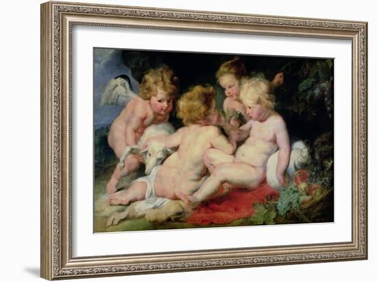 Infant Christ with John the Baptist and Two Angels, 1615/20-Peter Paul Rubens-Framed Giclee Print