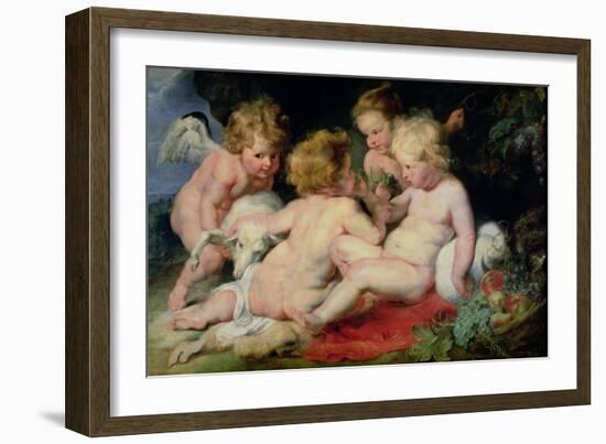 Infant Christ with John the Baptist and Two Angels, 1615/20-Peter Paul Rubens-Framed Giclee Print