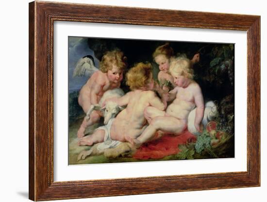 Infant Christ with John the Baptist and Two Angels, 1615/20-Peter Paul Rubens-Framed Giclee Print