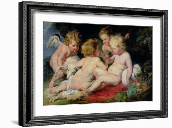 Infant Christ with John the Baptist and Two Angels, 1615/20-Peter Paul Rubens-Framed Giclee Print