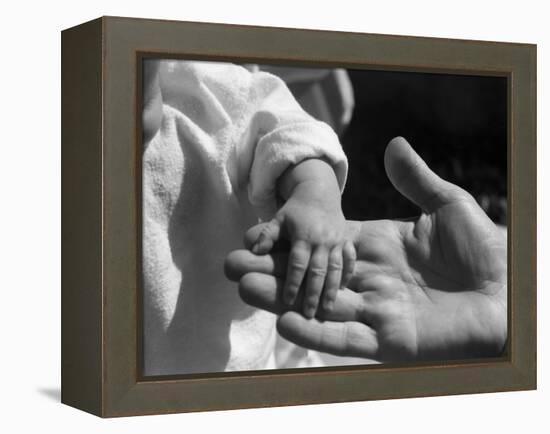 Infant's Hand in Man's Hand-Philip Gendreau-Framed Premier Image Canvas