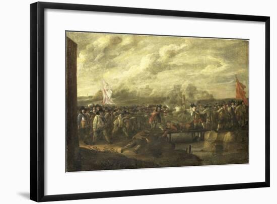 Infantry Battle at a Bridge-Nicolaas van Eyck-Framed Art Print