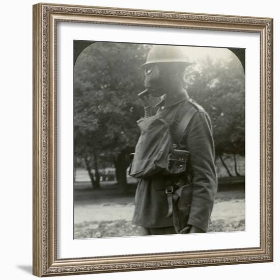 Infantry Fitted with the Latest Gas Marks and Steel Helmets, World War I, 1915-1918-null-Framed Photographic Print