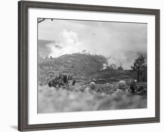 Infantrymen Lying on Ground at Lookout-Sam Goldstein-Framed Photographic Print