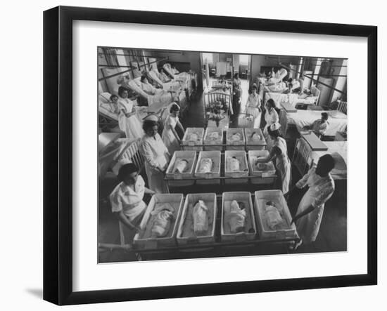 Infants Being Brought to Mothers in a Hospital Ward-Yale Joel-Framed Photographic Print