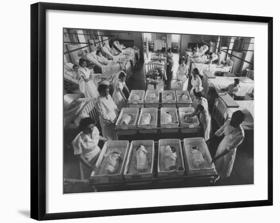 Infants Being Brought to Mothers in a Hospital Ward-Yale Joel-Framed Photographic Print