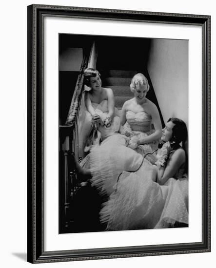 Infected with Telephonitis, the Nyvall Sisters, Sally, Sue, and Ginny, All Talking on the Phone-Grey Villet-Framed Photographic Print
