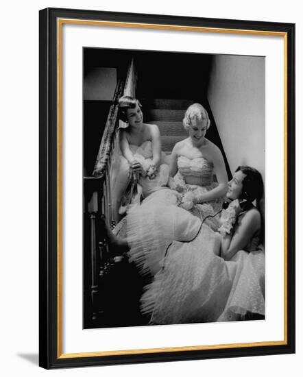 Infected with Telephonitis, the Nyvall Sisters, Sally, Sue, and Ginny, All Talking on the Phone-Grey Villet-Framed Photographic Print