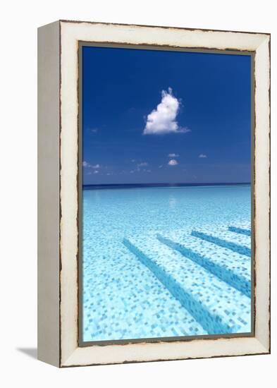 Infinity Pool in the Maldives, Indian Ocean-Sakis Papadopoulos-Framed Premier Image Canvas