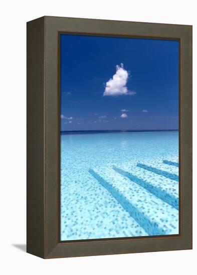 Infinity Pool in the Maldives, Indian Ocean-Sakis Papadopoulos-Framed Premier Image Canvas