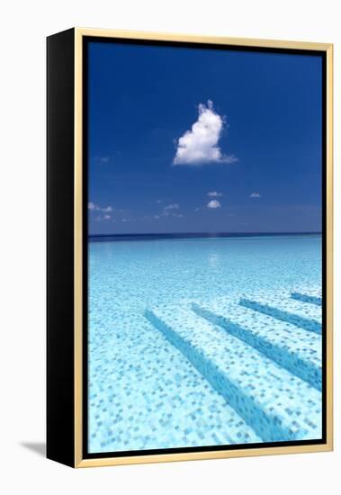 Infinity Pool in the Maldives, Indian Ocean-Sakis Papadopoulos-Framed Premier Image Canvas