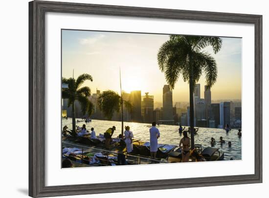 Infinity Pool on Roof of Marina Bay Sands Hotel with Spectacular Views over Singapore Skyline-Fraser Hall-Framed Photographic Print