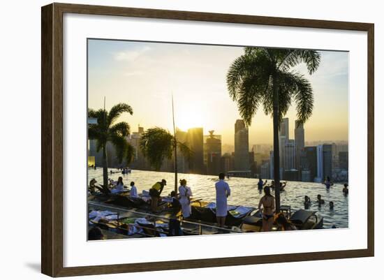 Infinity Pool on Roof of Marina Bay Sands Hotel with Spectacular Views over Singapore Skyline-Fraser Hall-Framed Photographic Print