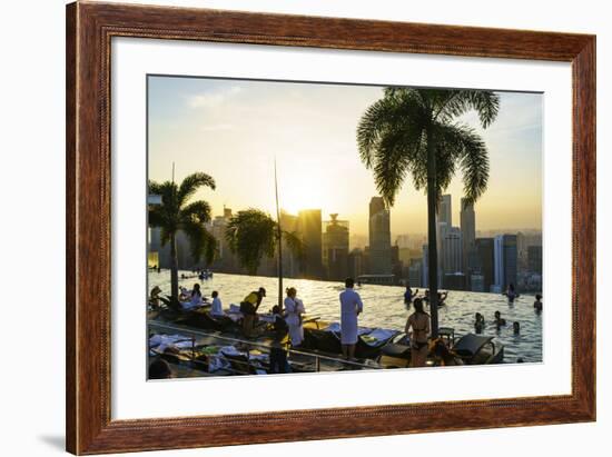 Infinity Pool on Roof of Marina Bay Sands Hotel with Spectacular Views over Singapore Skyline-Fraser Hall-Framed Photographic Print