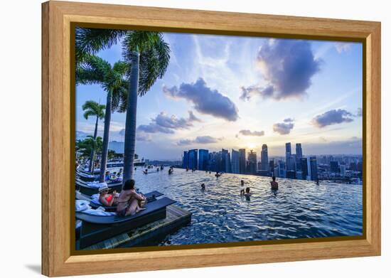 Infinity Pool on Roof of Marina Bay Sands Hotel with Spectacular Views over Singapore Skyline-Fraser Hall-Framed Premier Image Canvas